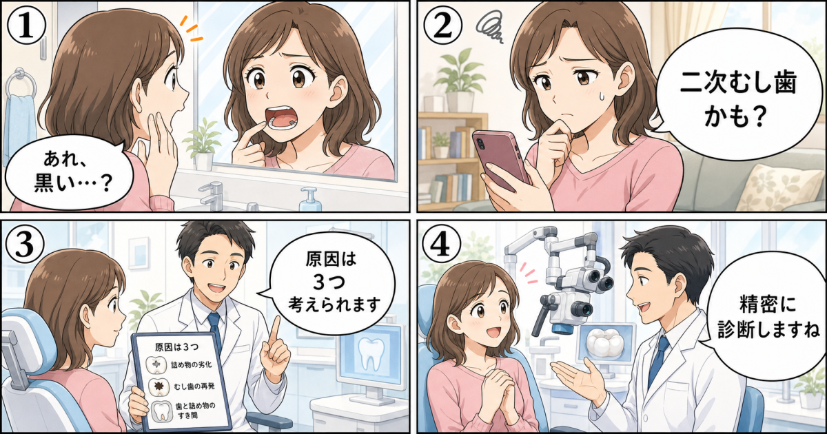 銀歯の下が黒いのは二次むし歯？3つの原因と自分でできる見分け方