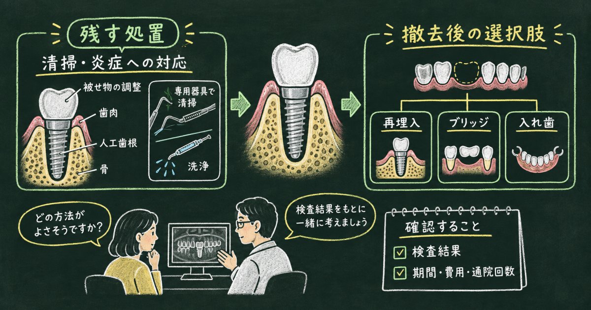 人工歯根を残す処置と撤去後の選択肢をどう考える?