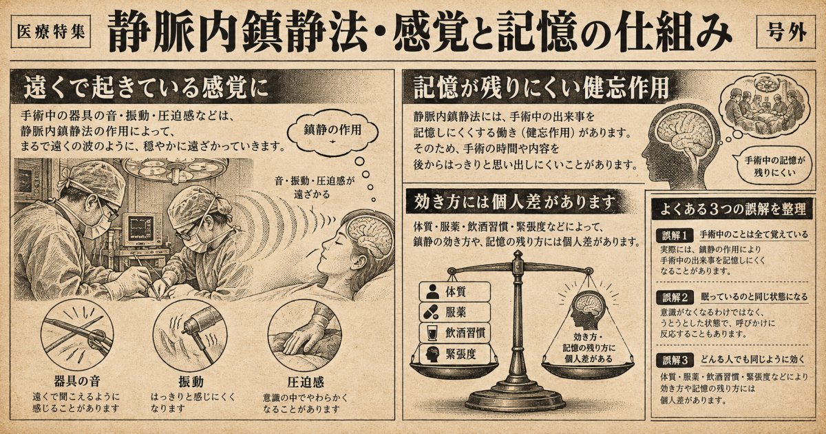手術中の音・振動・圧迫感はどう感じる？記憶の残り方と個人差